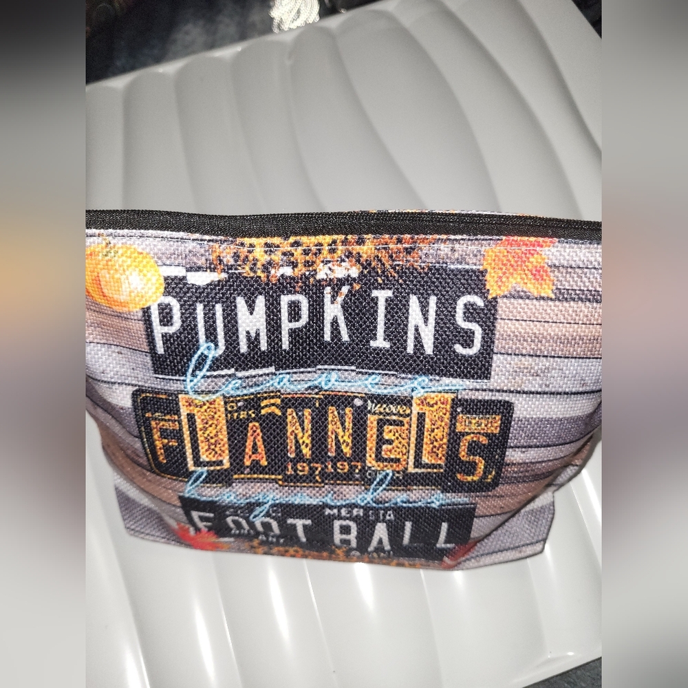 Pumpkins and Flannels Themed Pouch - Picture 1 of 4